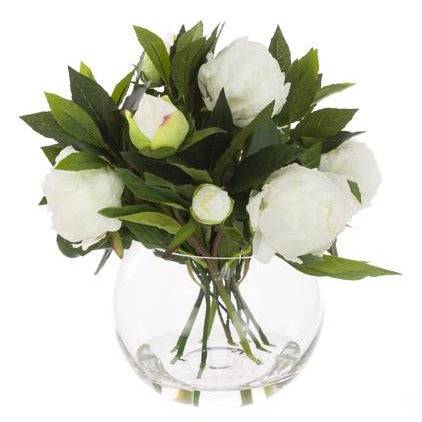 White Peonies in Globe for sale - Woodcock and Cavendish