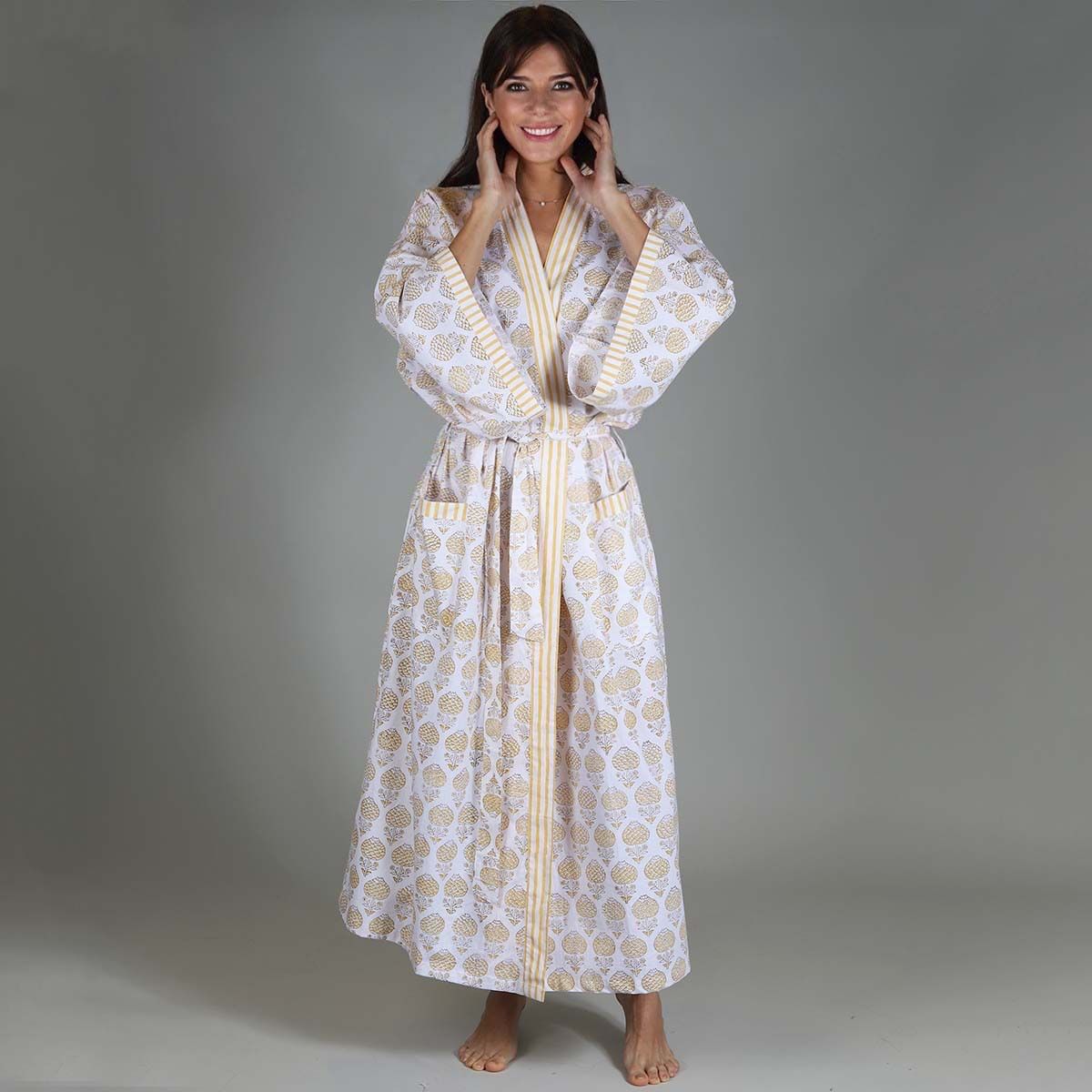 Yellow Floral Dressing Gown